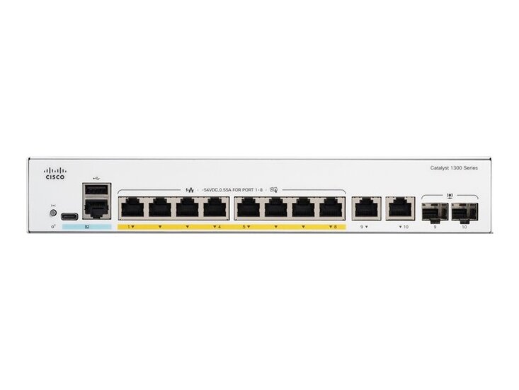 CISCO (C1300-8P-E-2G) CATALYST 1300 8-PORT GE, POE, EXT PS, 2X1G COMBO ...