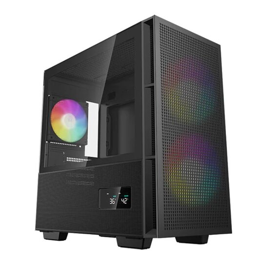 Deepcool CH360 Digital Black Micro ATX Case, Tempered Glass Window,1x ...