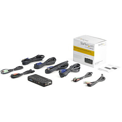 Startech 4 Port Black USB KVM Switch Kit with Cables and Audio ...